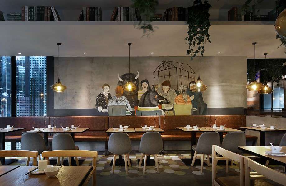 悅肴粵湘風味餐廳裝修設(shè)計效果圖