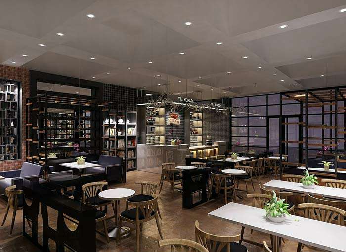 書苑咖啡館裝修設(shè)計效果圖