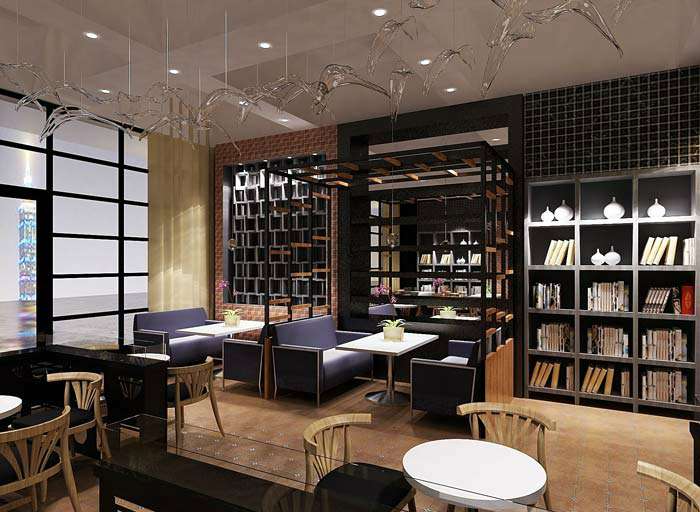 書苑咖啡館裝修設(shè)計效果圖