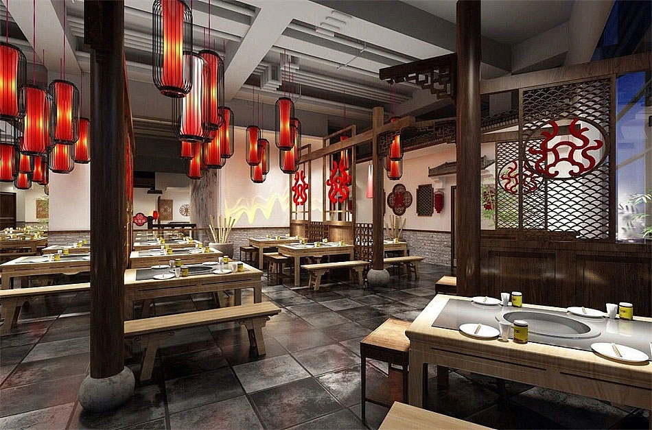 鄭州火鍋店裝修設(shè)計(jì)-650平米火鍋店裝修效果圖