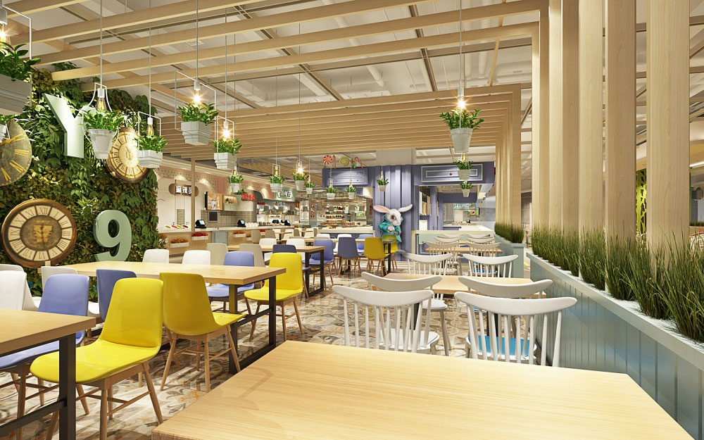 鄭州美食廣場設(shè)計(jì)-美食廣場裝修設(shè)計(jì)效果圖