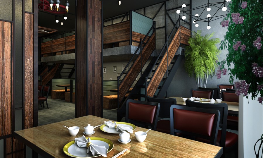 300平米館餐飲店面裝修設(shè)計效果圖