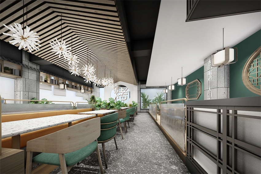 400平米炭烤餐廳裝修設(shè)計效果圖