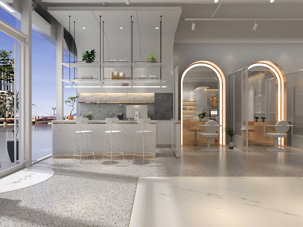 125平米鄭州美容美發(fā)店面裝修設(shè)計(jì)效果圖