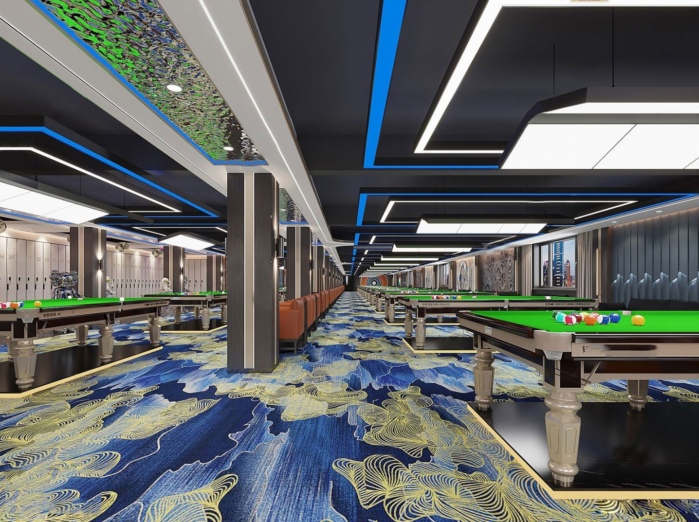 240平米高端臺球廳裝修設(shè)計(jì)效果圖
