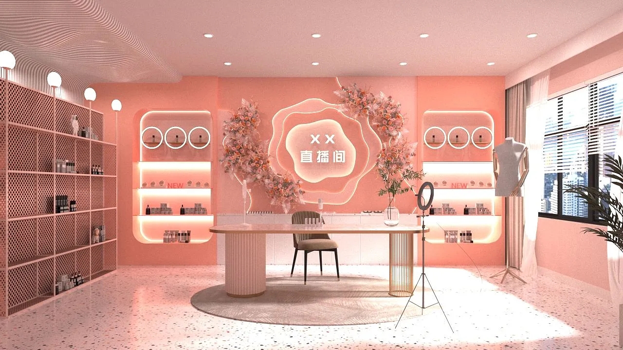 直播間背景墻設(shè)計(jì)搭建，直播間背景墻裝修效果圖