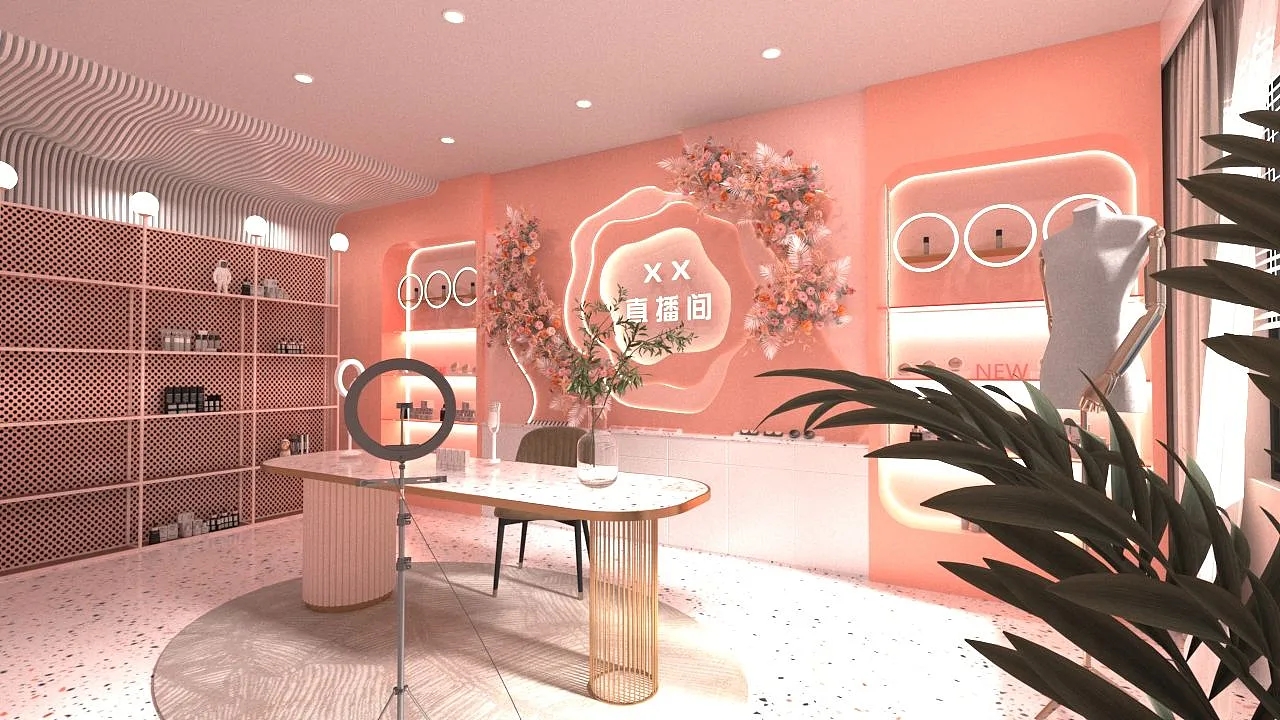 直播間背景墻設(shè)計(jì)搭建，直播間背景墻裝修效果圖