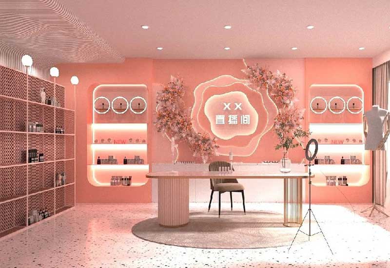 直播間背景墻設(shè)計(jì)搭建，直播間背景墻裝修效果圖