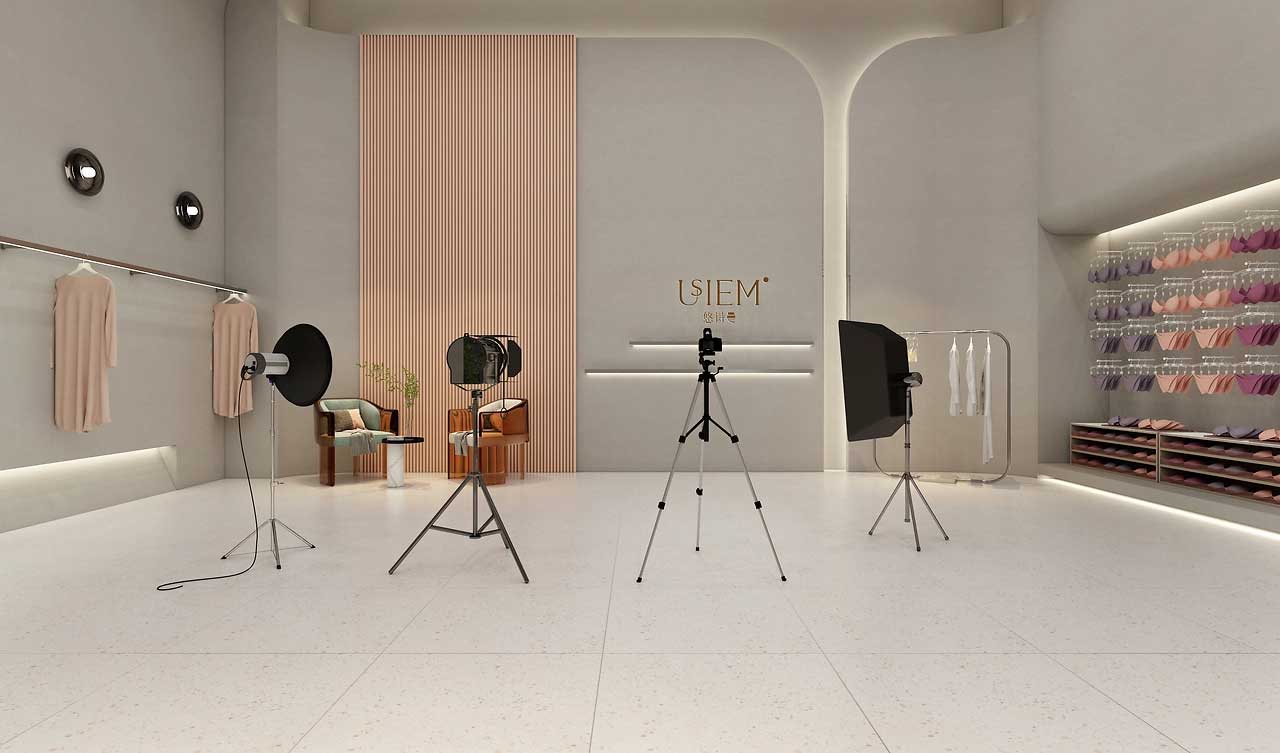 120平米內(nèi)衣展廳直播間設(shè)計效果圖