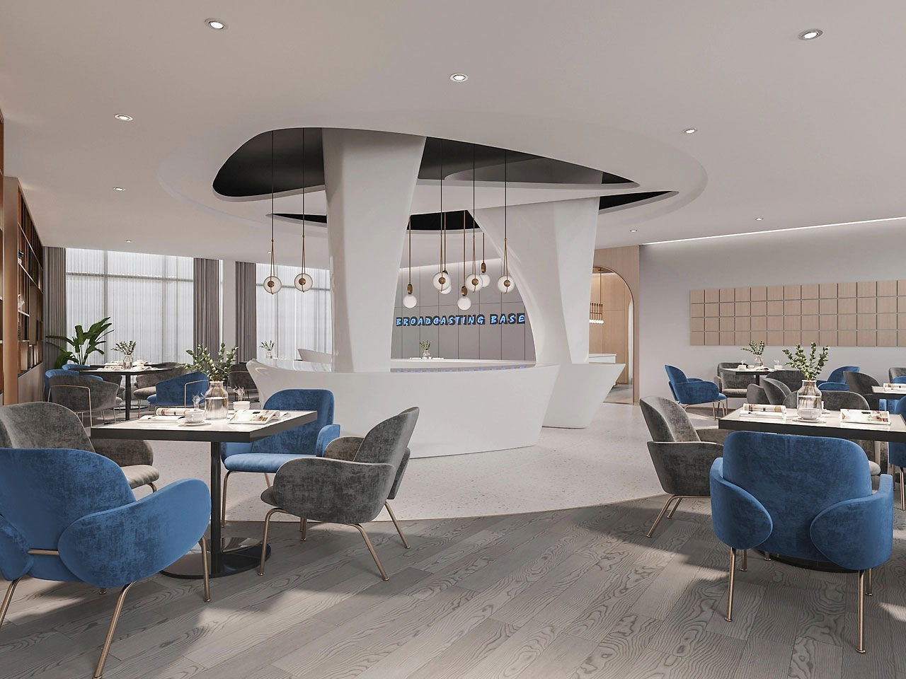 650平米直播基地辦公室展廳設(shè)計效果圖