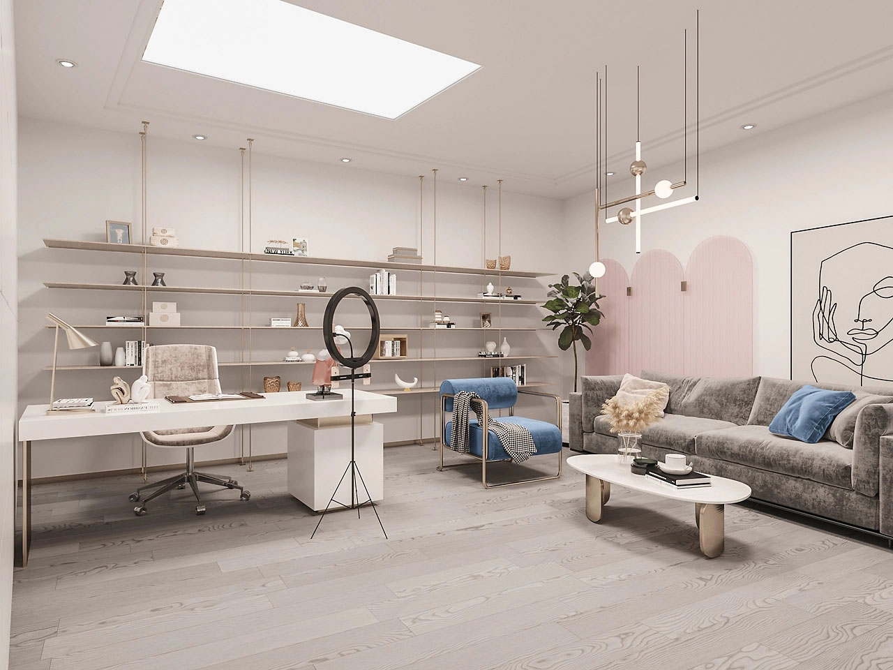 650平米直播基地辦公室展廳設(shè)計效果圖