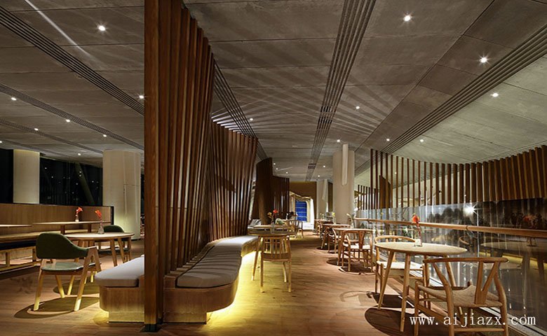 簡潔的實(shí)木條餐館裝修效果圖