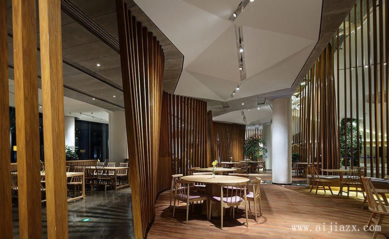 簡潔的實(shí)木條餐館裝修效果圖