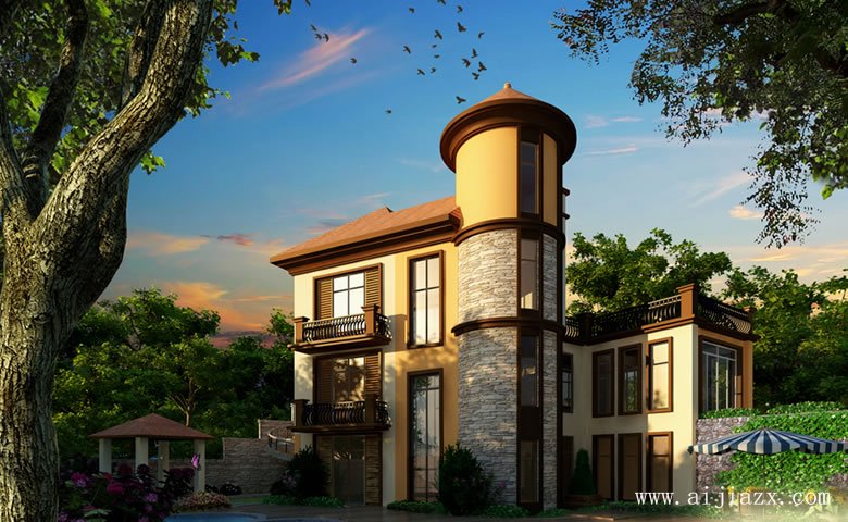 端莊風華的質(zhì)樸浪漫歐式風格別墅外觀裝修效果圖