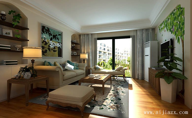 淡雅的美式田園風(fēng)格大戶(hù)型裝修效果圖