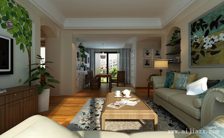 淡雅的美式田園風(fēng)格大戶(hù)型裝修效果圖