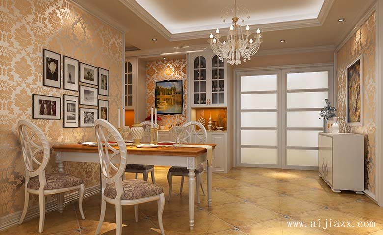 開(kāi)放式的簡(jiǎn)歐風(fēng)格餐廳裝修效果圖