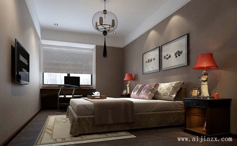  雅致格調(diào)的新中式風(fēng)格大戶(hù)型主臥室裝修效果圖