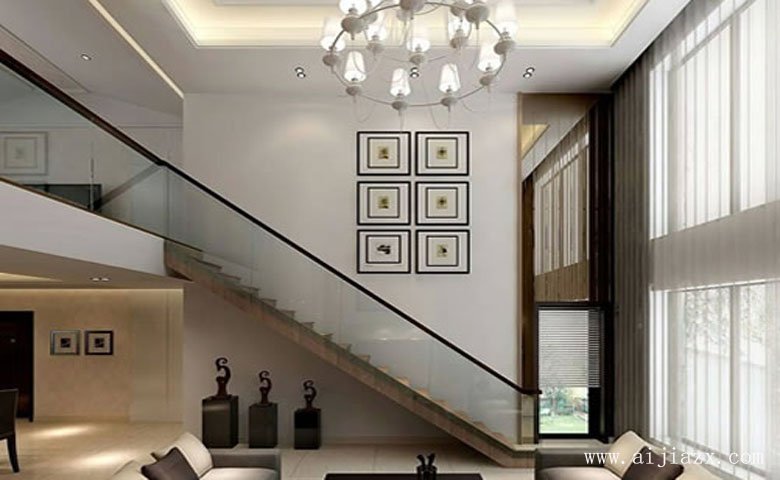  現(xiàn)代大方的簡約歐式風格雙層別墅一樓樓道裝修效果圖