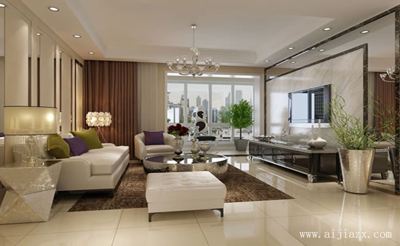 開闊自由的現(xiàn)代簡(jiǎn)約風(fēng)格大戶型客廳裝修效果圖