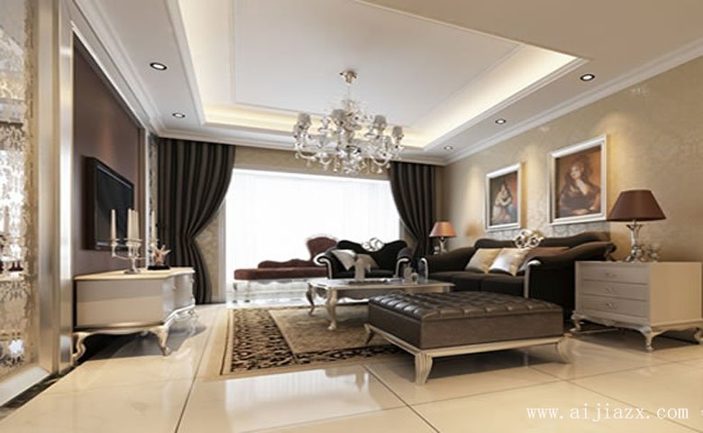 明亮大方的簡歐風(fēng)格大戶型客廳裝修效果圖