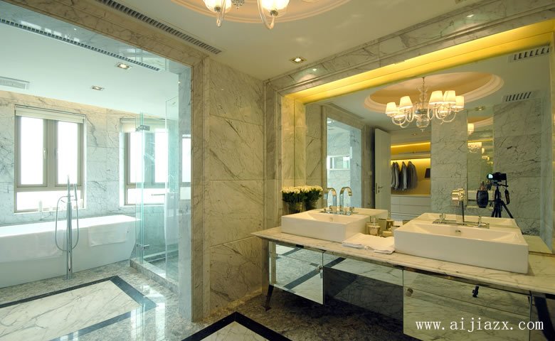  清涼石質(zhì)的簡(jiǎn)歐風(fēng)格別墅衛(wèi)生間隔斷裝修效果圖